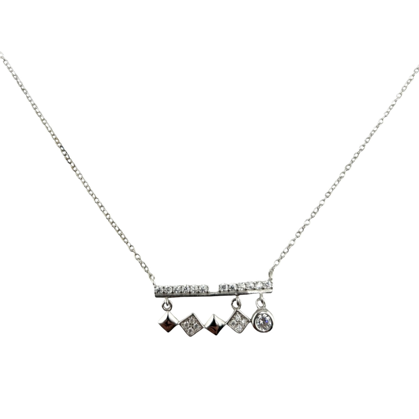 Sterling Silver CZ Womens Necklace