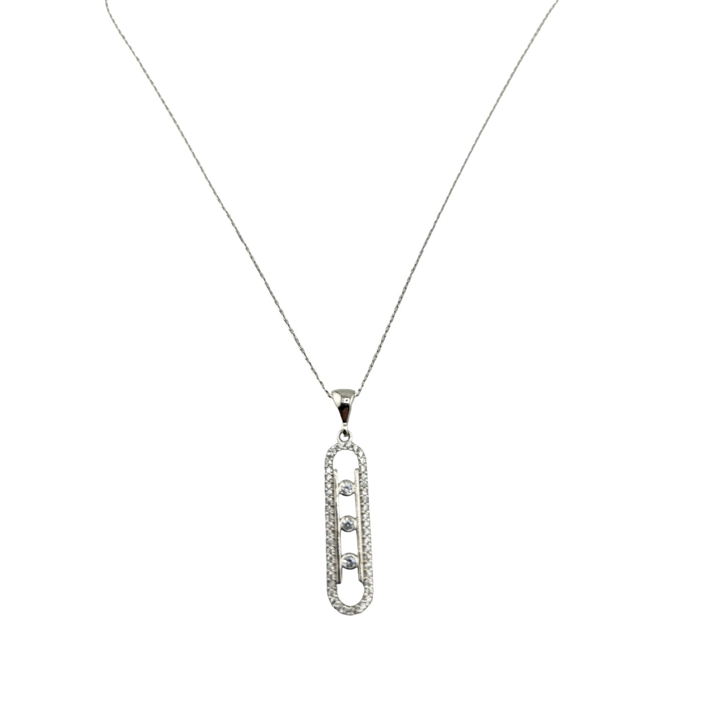 Sterling Silver CZ Womens Necklace