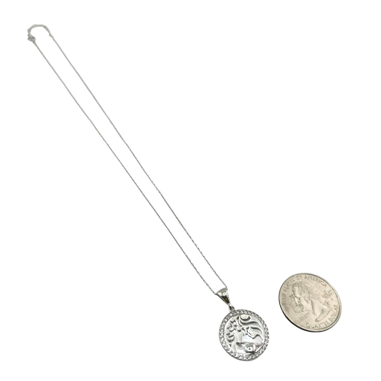 Sterling Silver CZ Womens Necklace