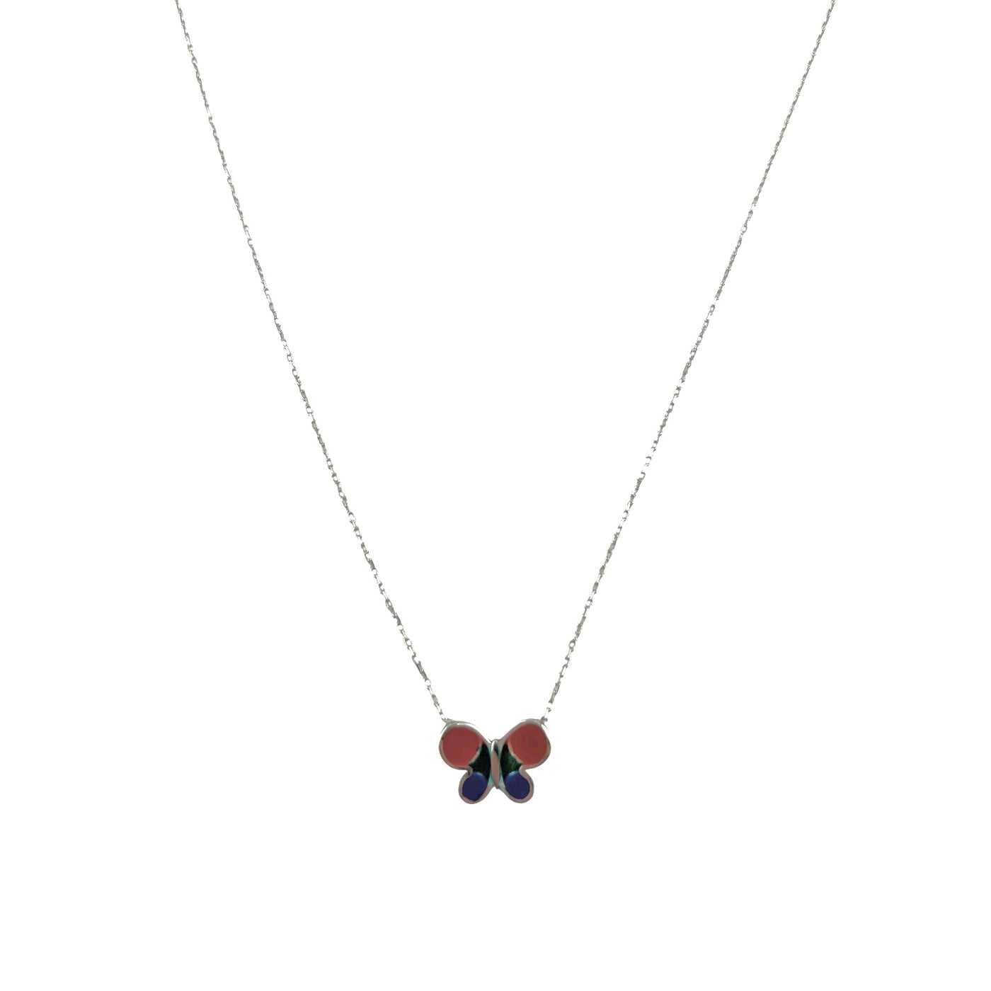 Sterling Silver Multicolor Butterfly Womens Necklace