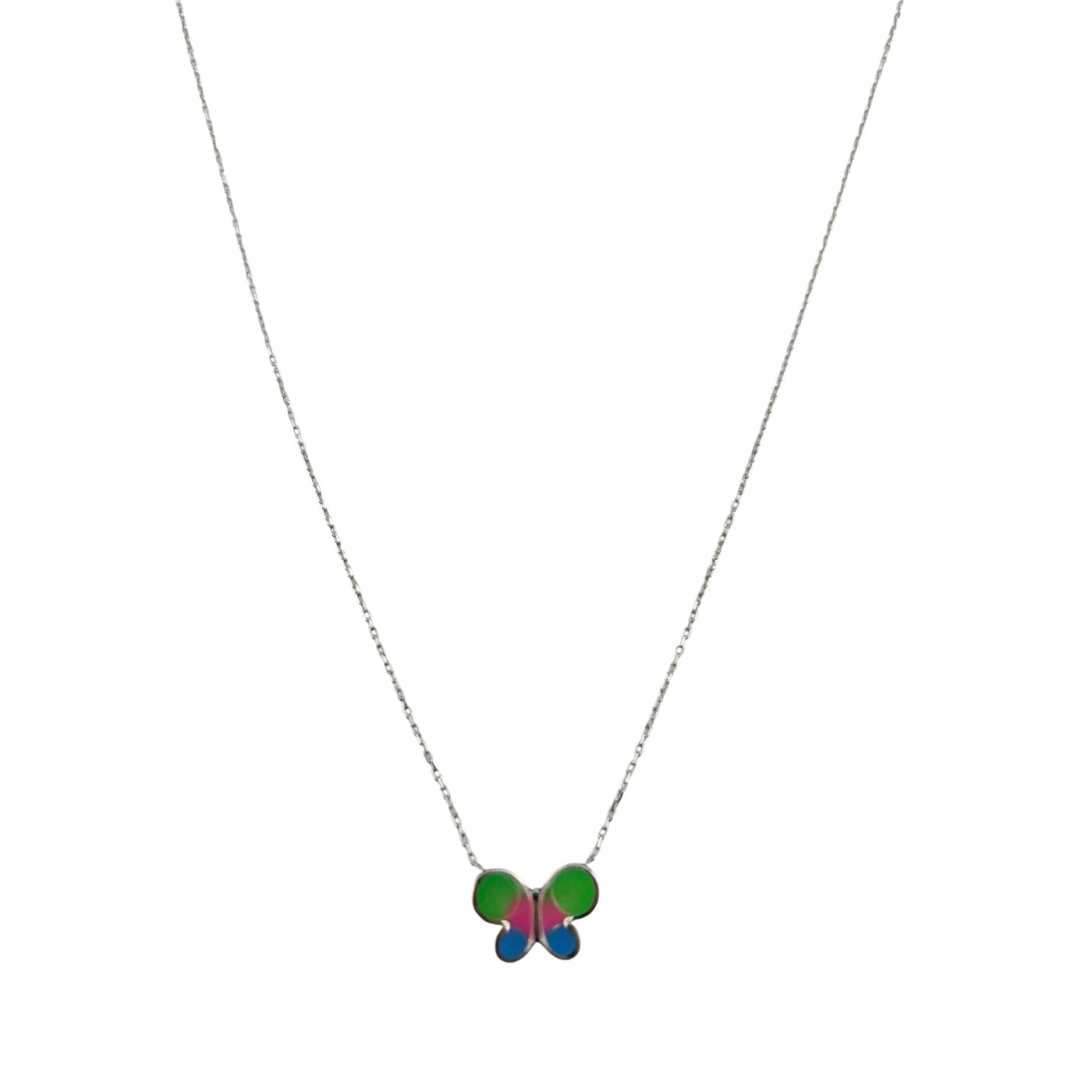 Sterling Silver Multicolor Butterfly Womens Necklace