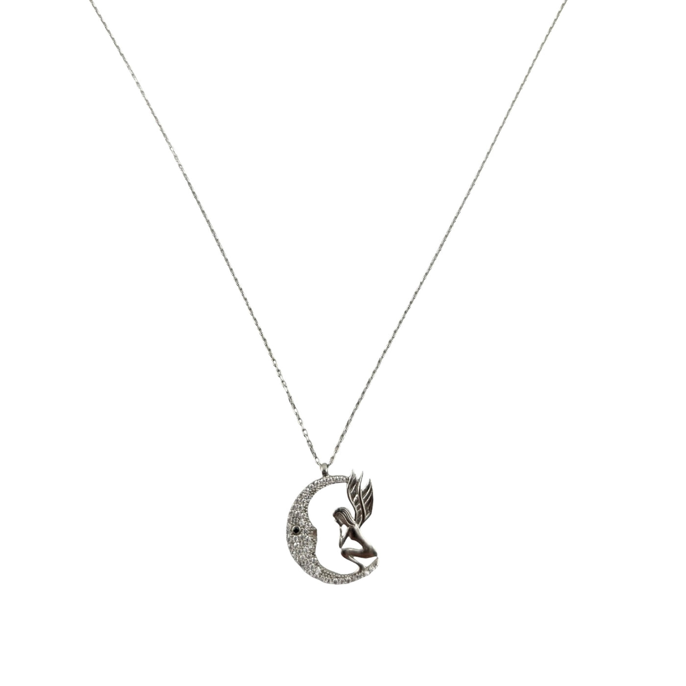 Sterling Silver CZ Fairy Womens Necklace