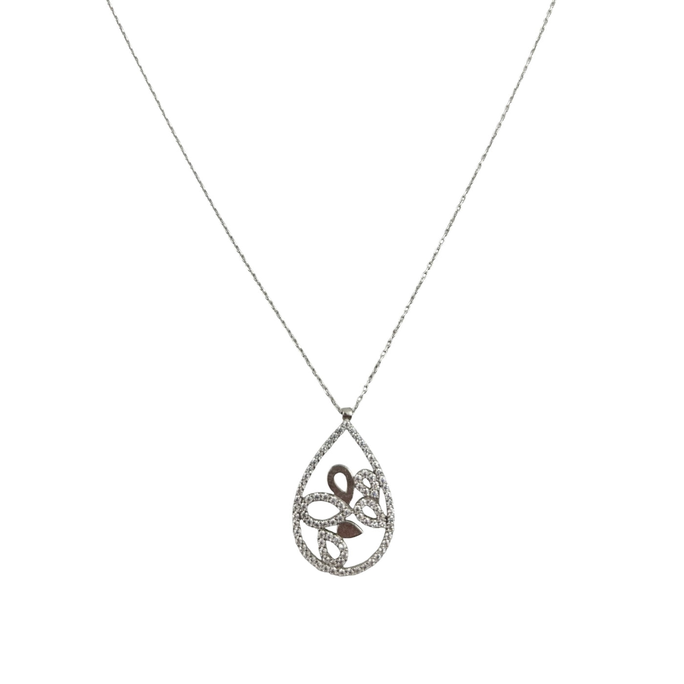 Sterling Silver CZ Womens Necklace