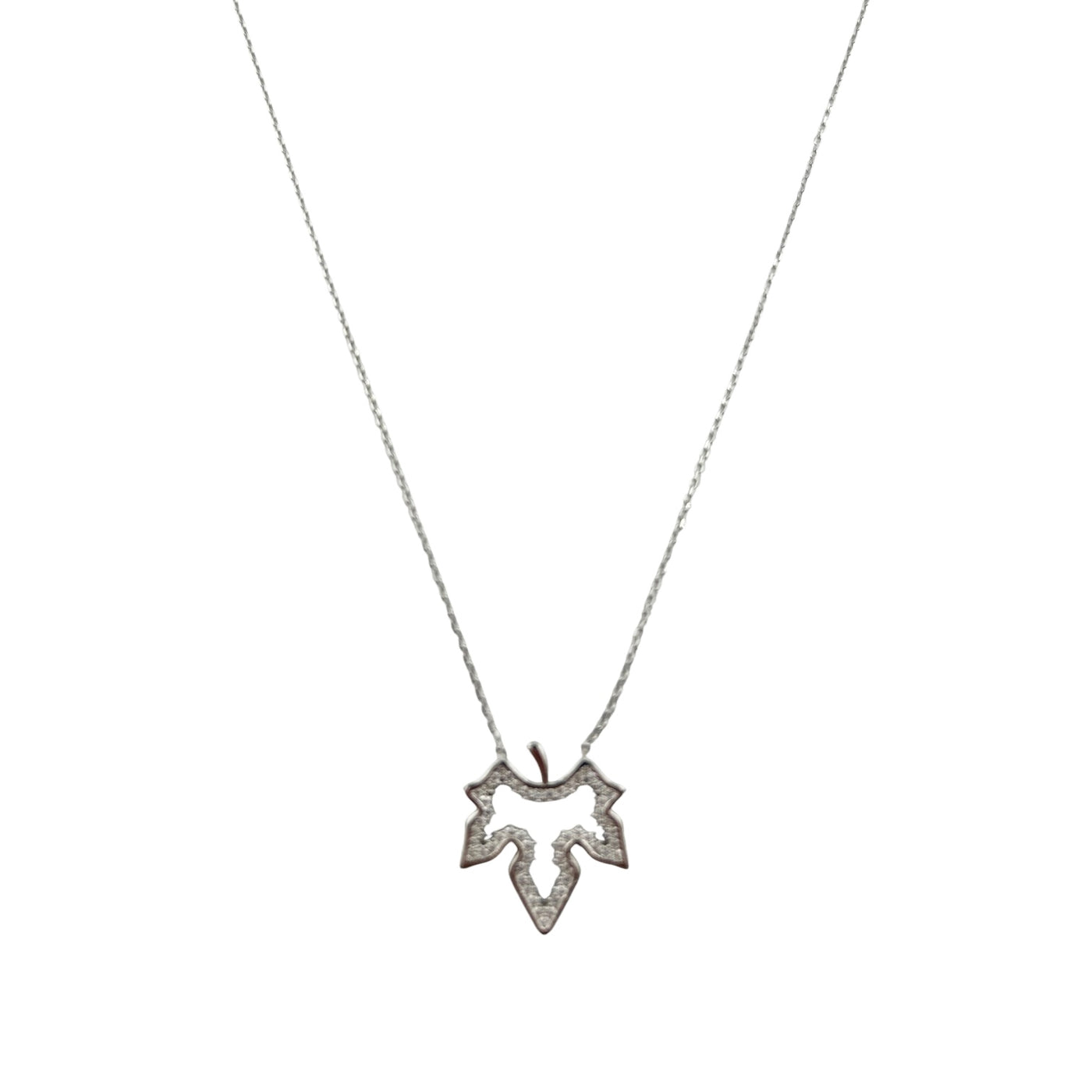 Sterling Silver CZ Maple Leaf Womens Necklace