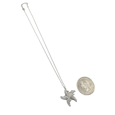 Sterling Silver CZ Starfish Womens Necklace