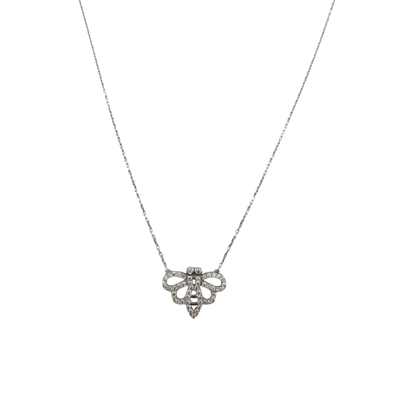 Sterling Silver CZ Bumble Bee Womens Necklace