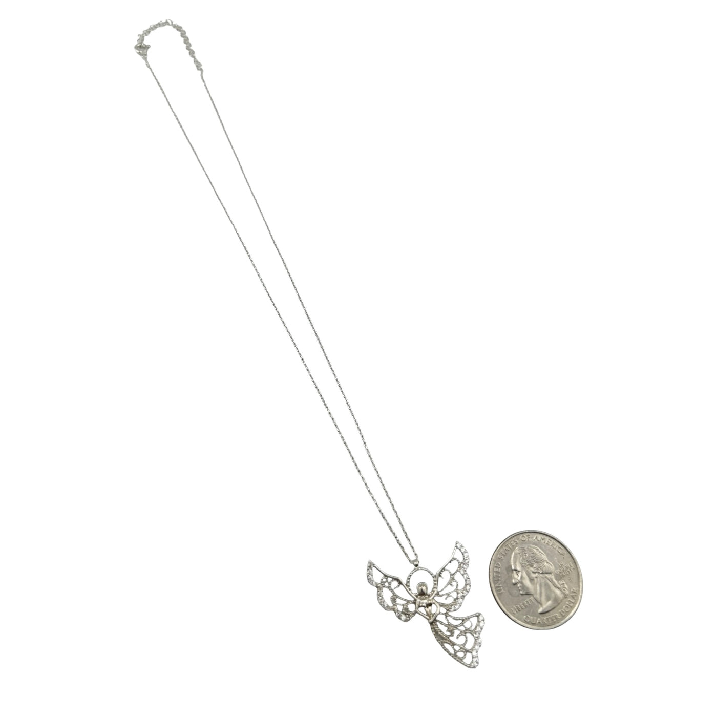 Sterling Silver CZ Fairy Womens Necklace