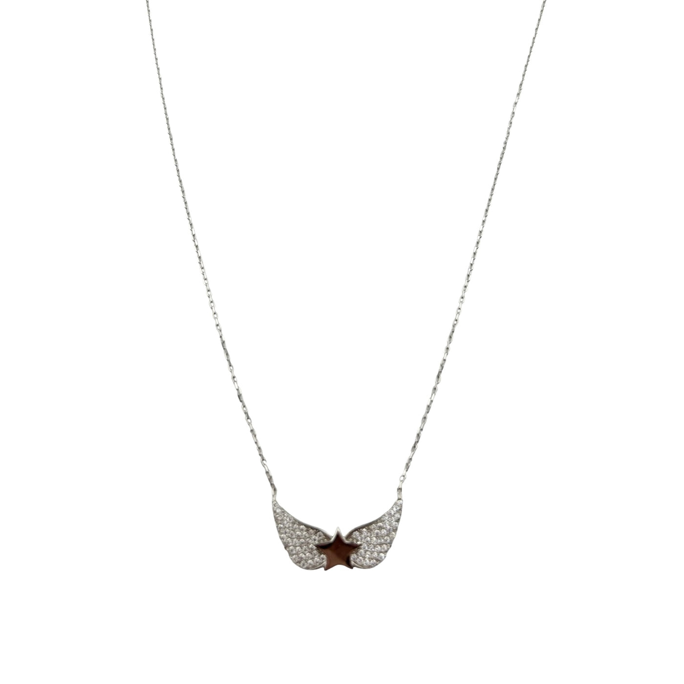 Sterling Silver CZ Wings Womens Necklace