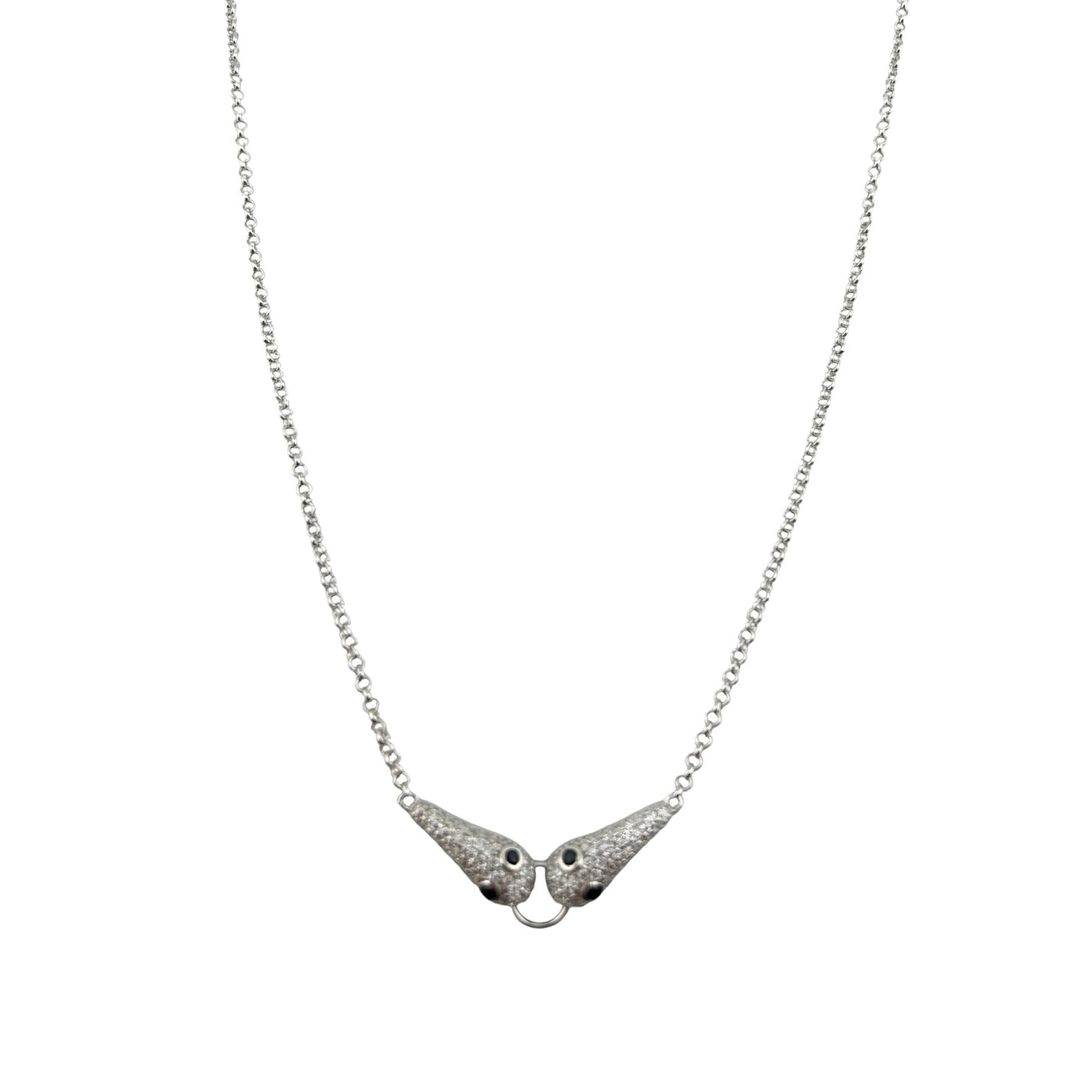 Sterling Silver CZ Snakes Womens Necklace