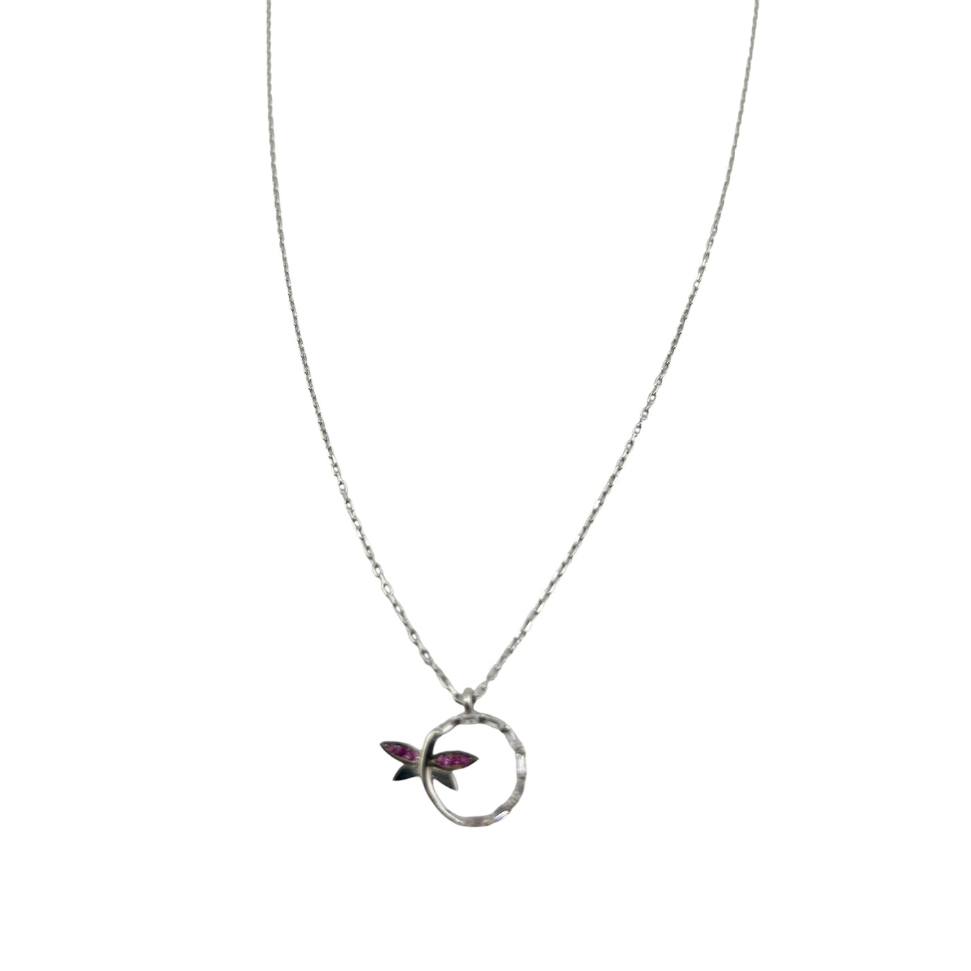 Sterling Silver CZ Butterfly Womens Necklace