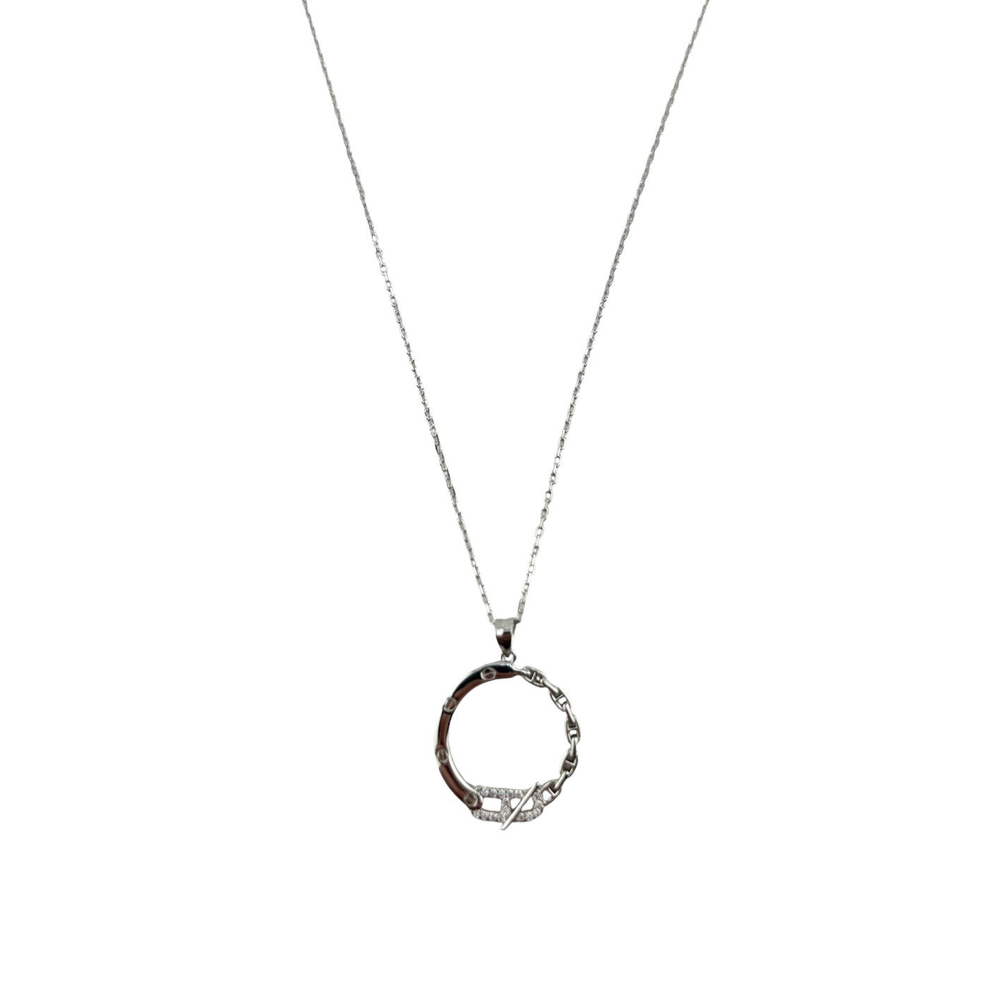 Sterling Silver Circle Womens Necklace