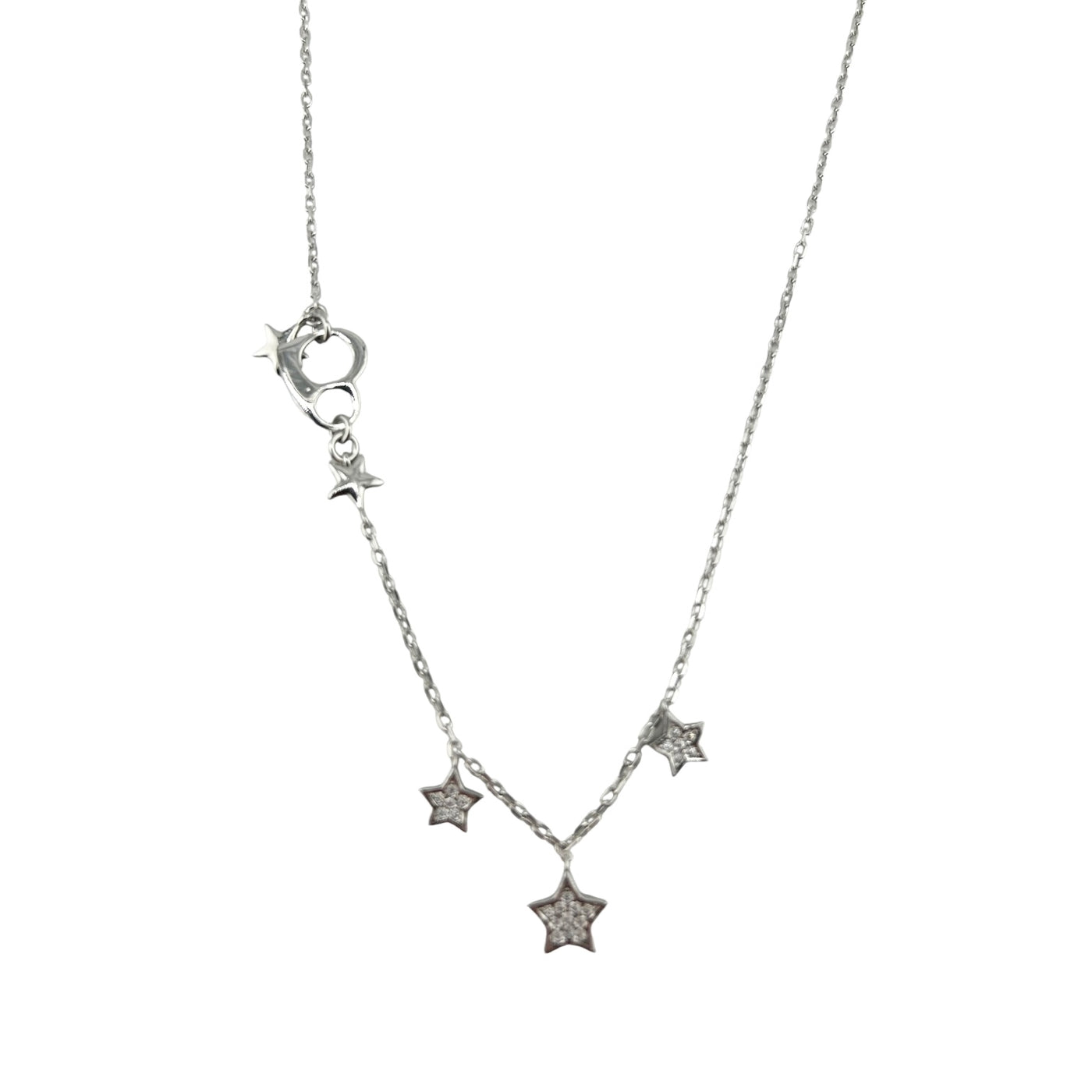 Sterling Silver CZ Stars Womens Necklace