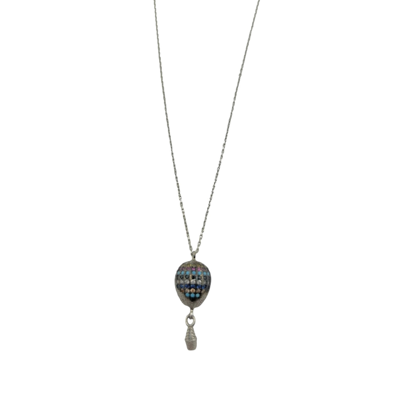 Sterling Silver CZ Multicolor Air Balloon Womens Necklace