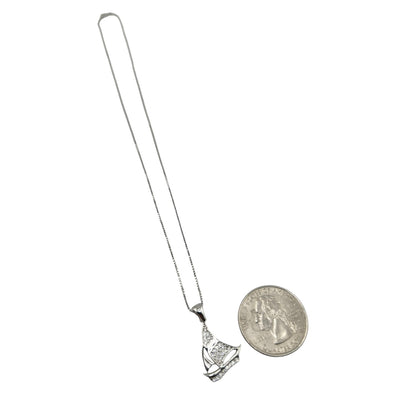 Sterling Silver CZ Sailboat Womens Necklace