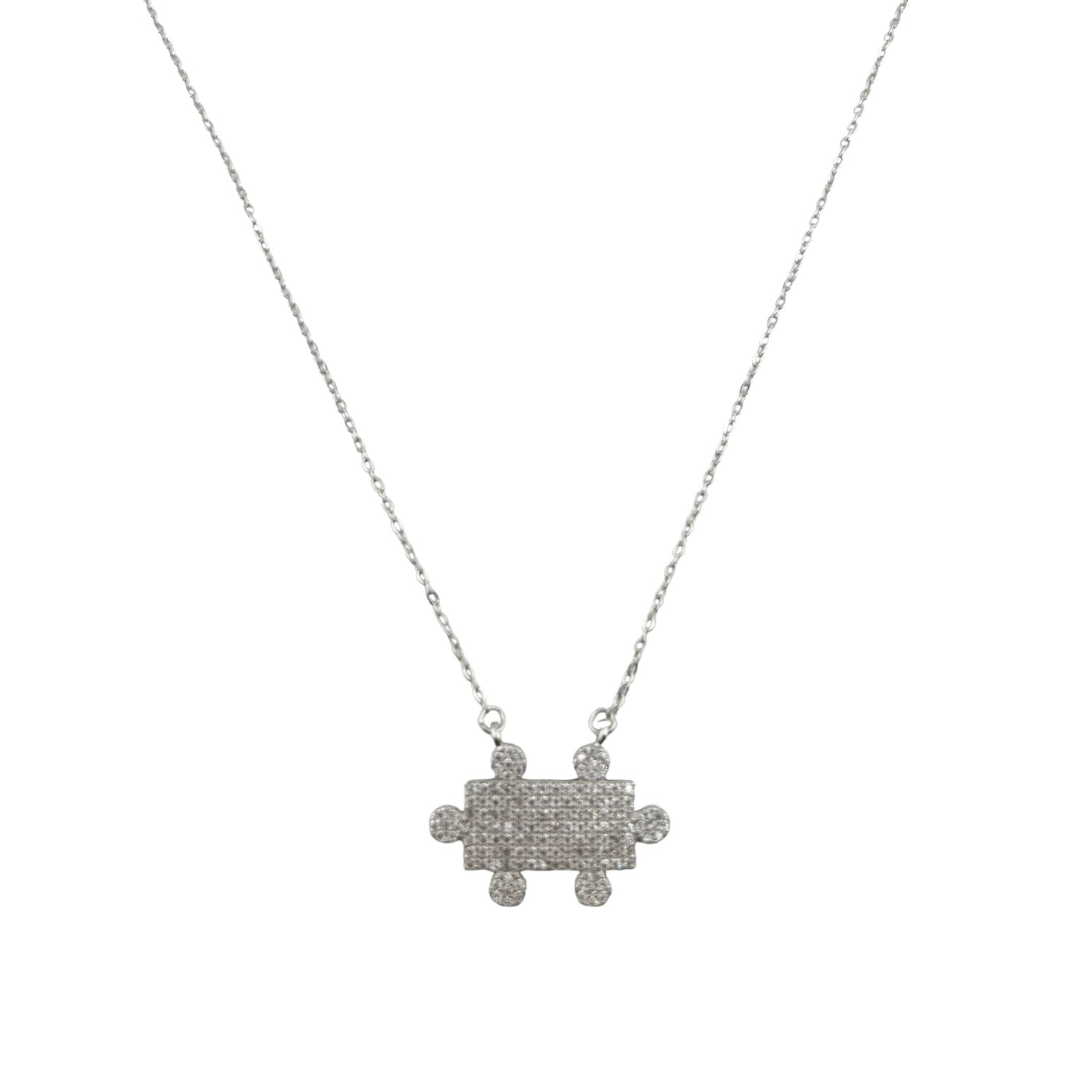 Sterling Silver CZ Puzzle Womens Necklace