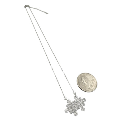 Sterling Silver CZ Puzzle Womens Necklace