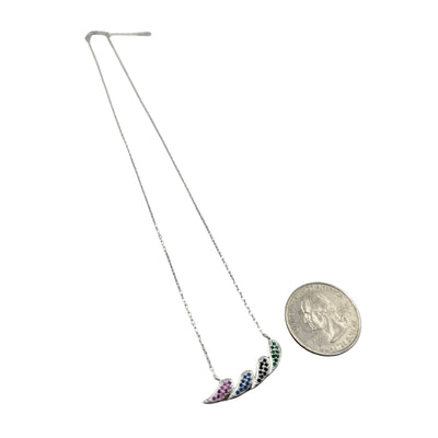 Sterling Silver CZ Multicolor Leaf Womens Necklace