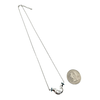 Sterling Silver CZ Turquoise Hands Womens Necklace