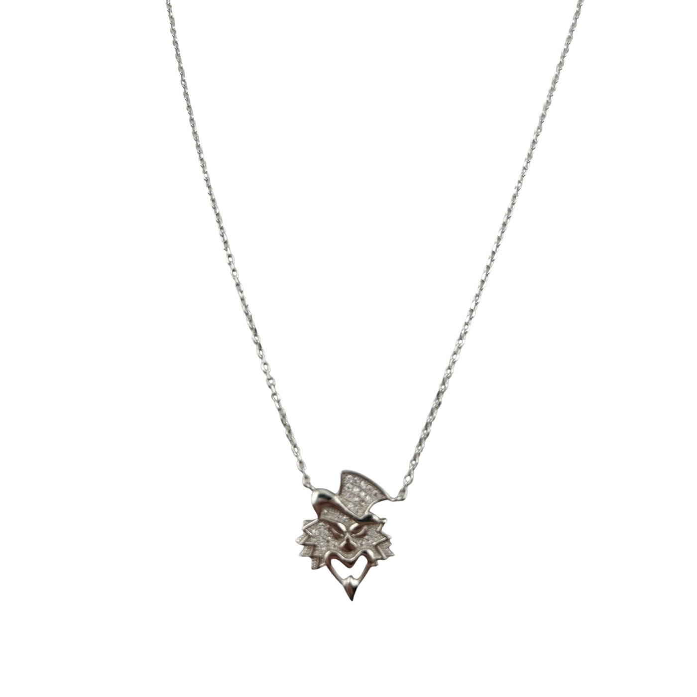 Sterling Silver CZ Joker Womens Necklace