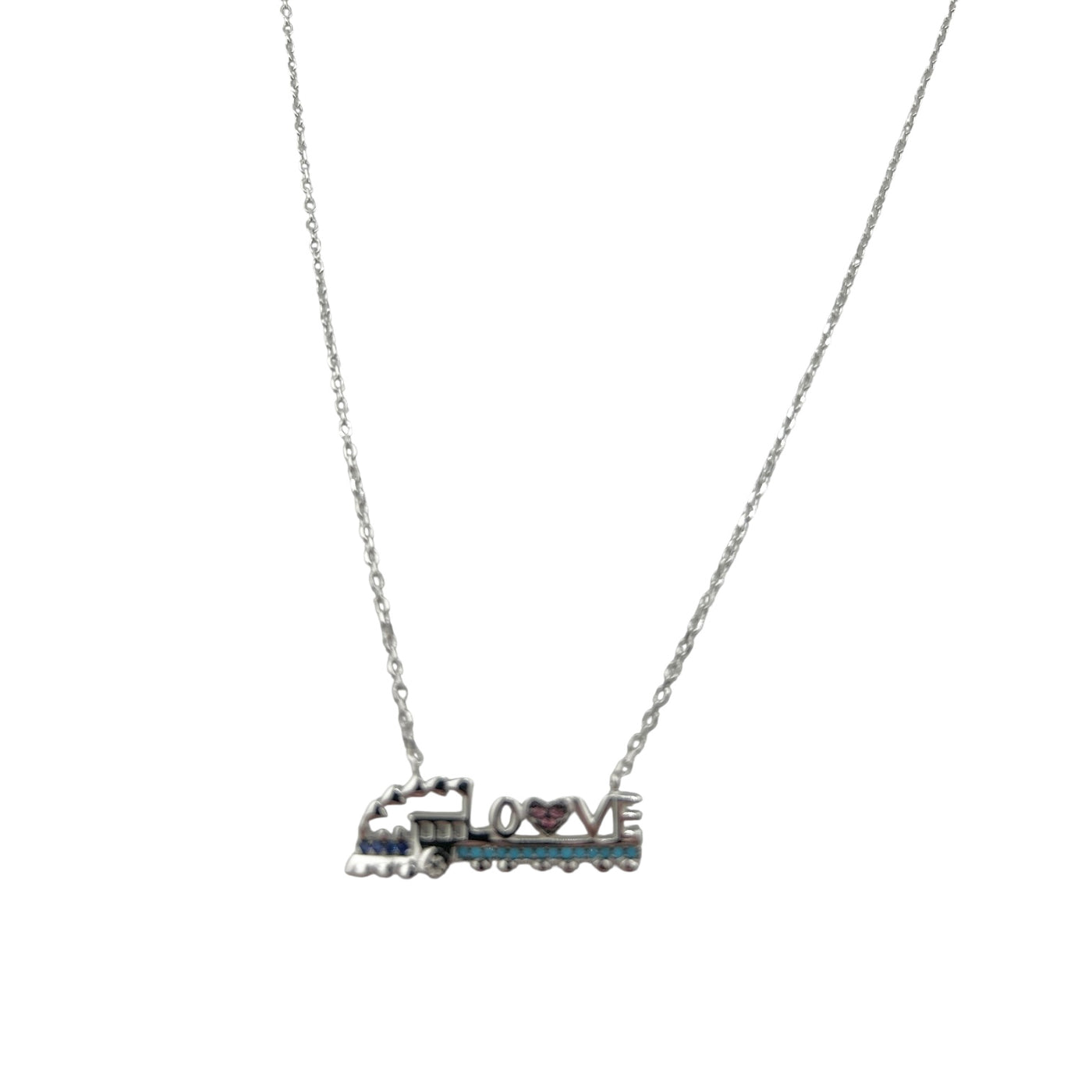 Sterling Silver CZ Train Womens Necklace