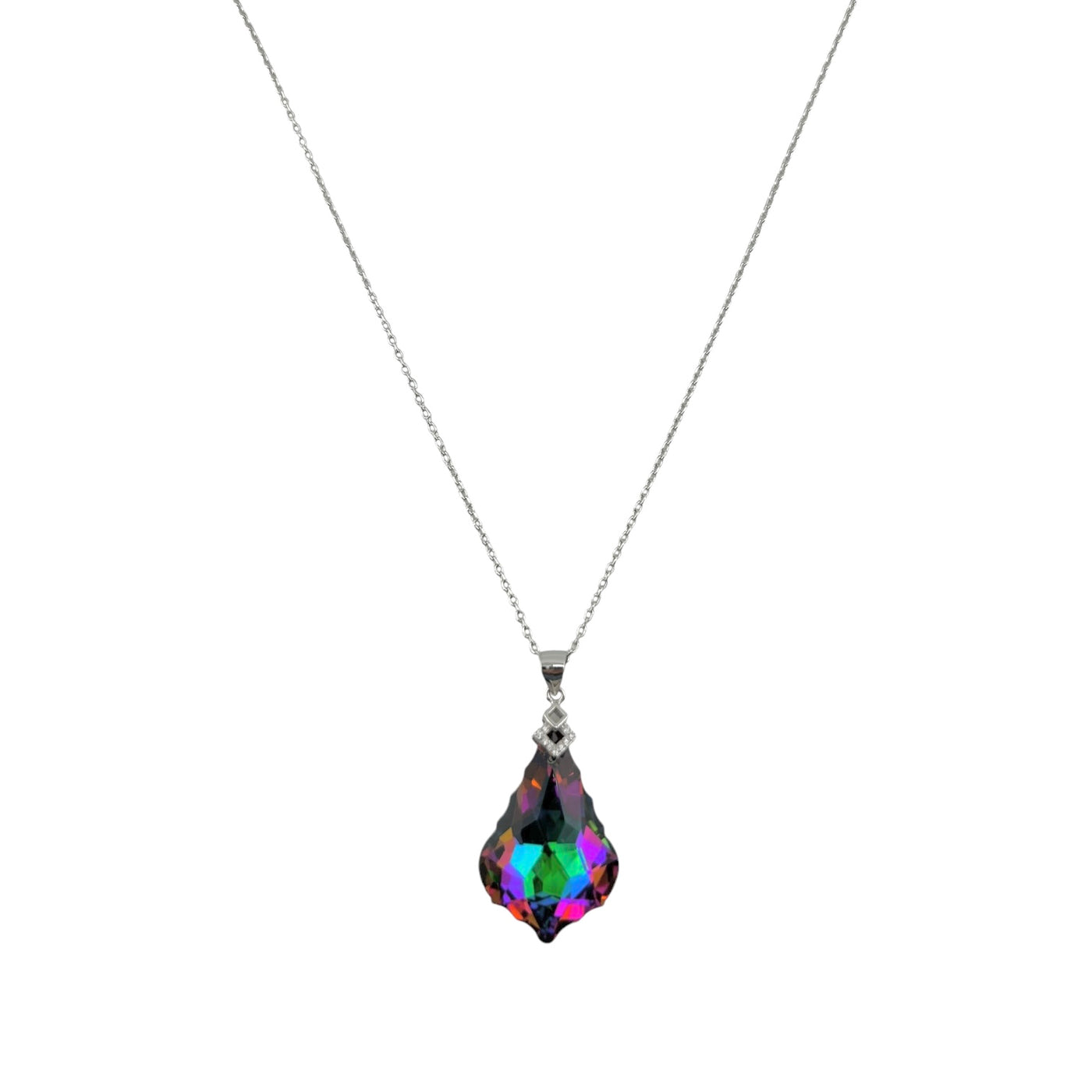 Sterling Silver CZ Colored Womens Necklace