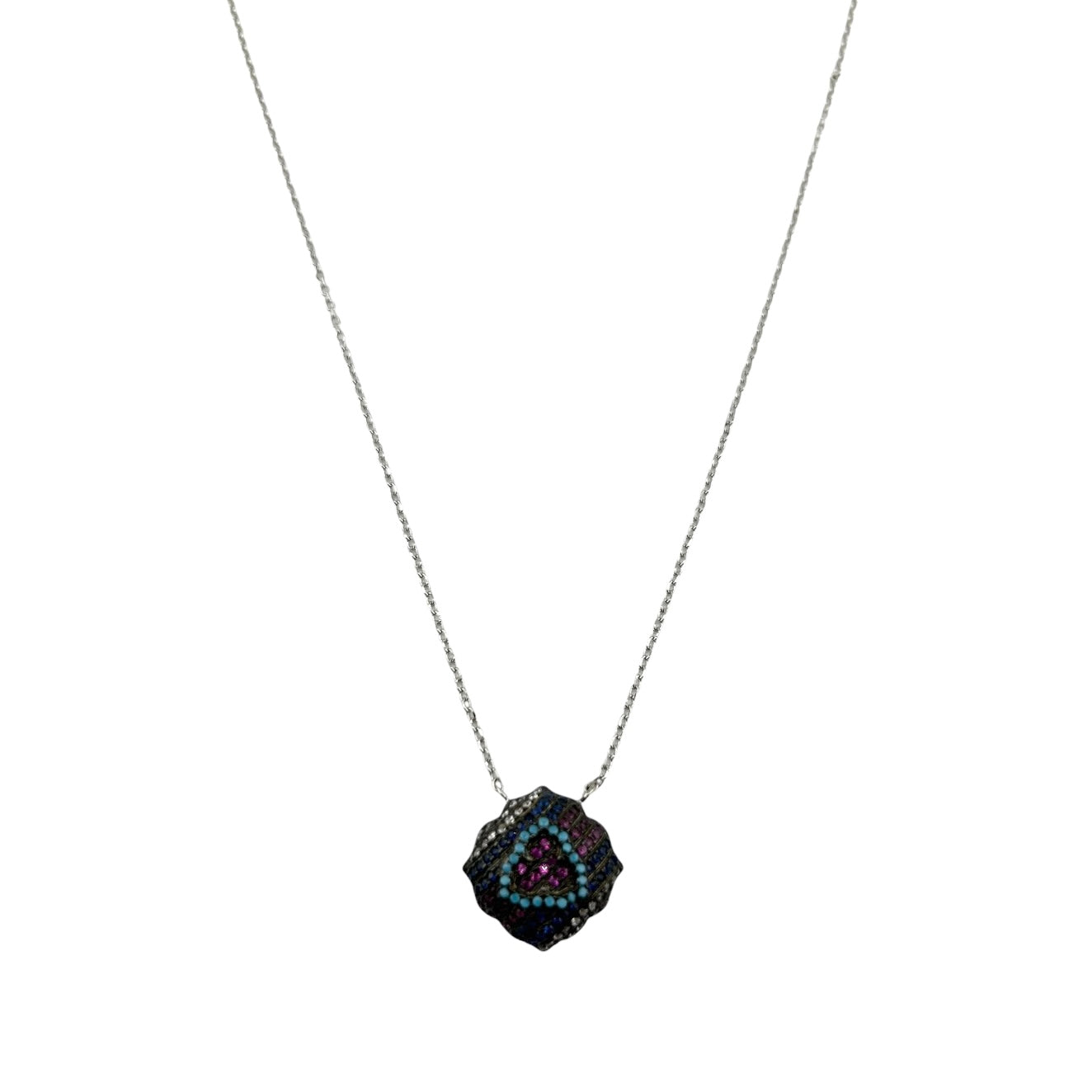 Sterling Silver CZ Multicolor Womens Necklace