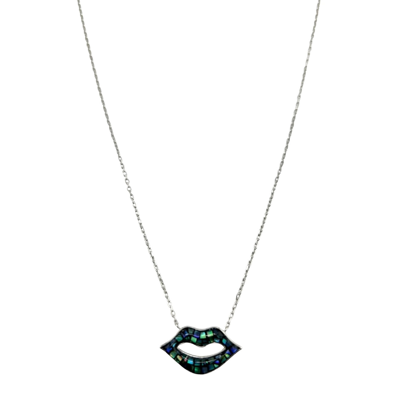 Sterling Silver Lips Womens Necklace