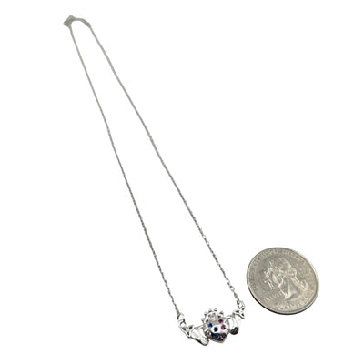 Sterling Silver CZ Crowned Heart Womens Necklace