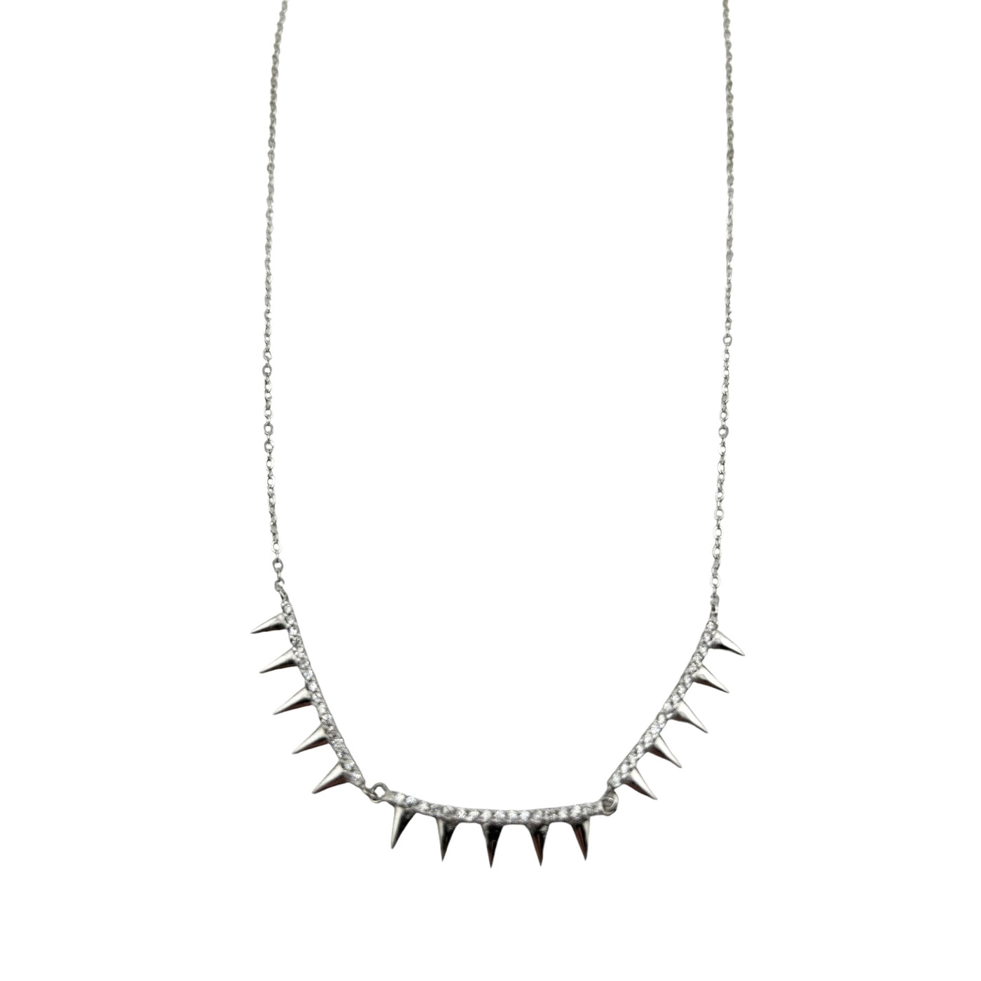 Sterling Silver CZ Spike Womens Necklace