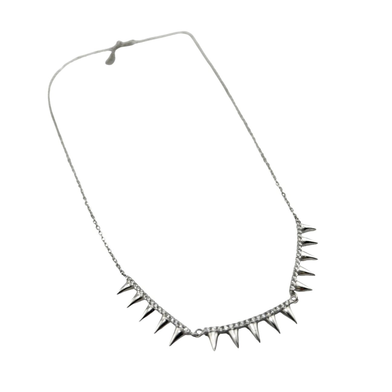 Sterling Silver CZ Spike Womens Necklace