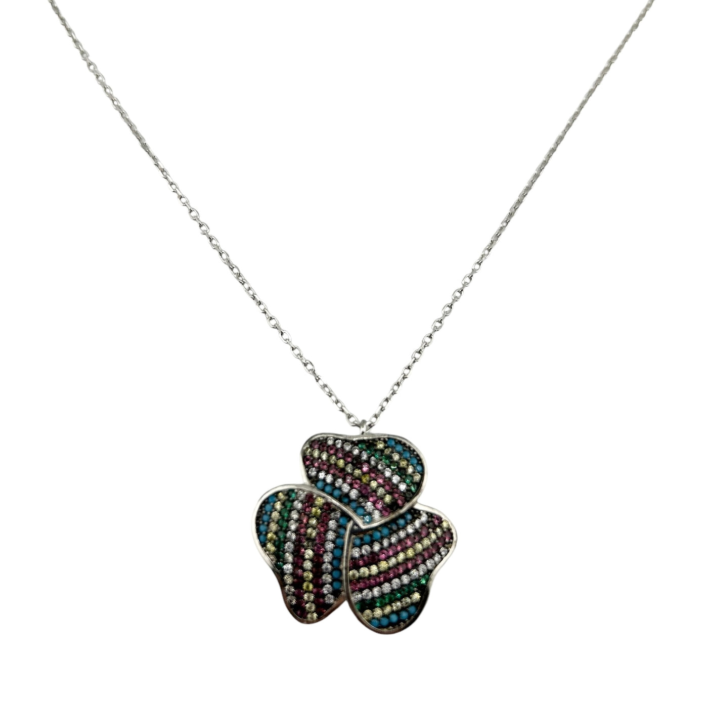 Sterling Silver CZ Multicolor Womens Necklace