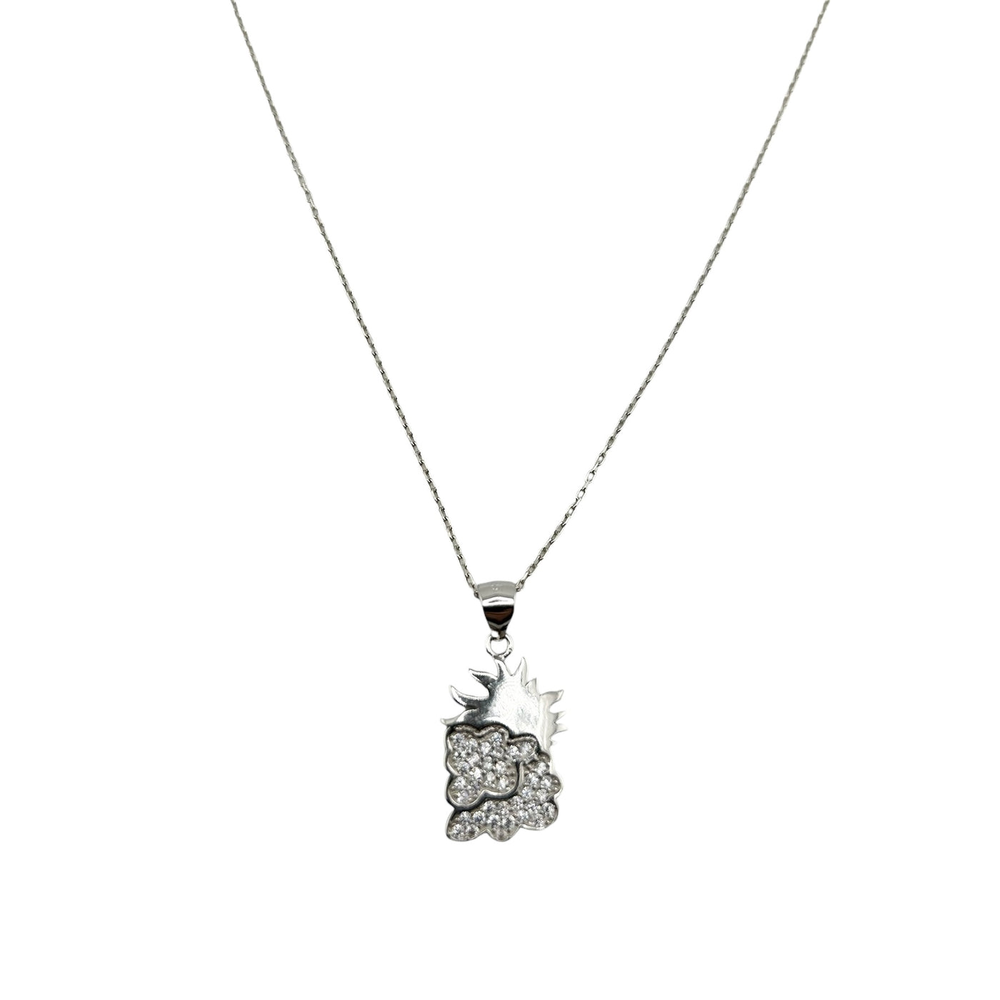 Sterling Silver CZ Cloud Womens Necklace