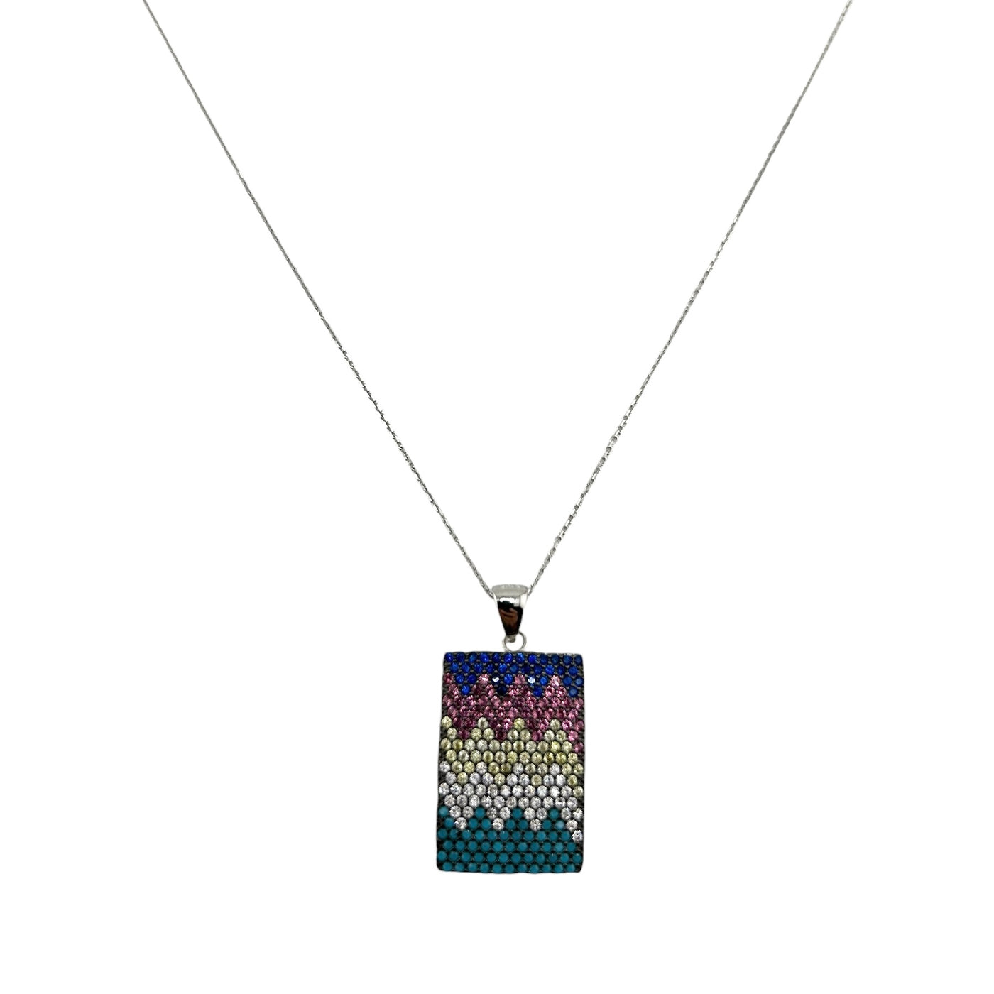 Sterling Silver CZ Multicolor Womens Necklace