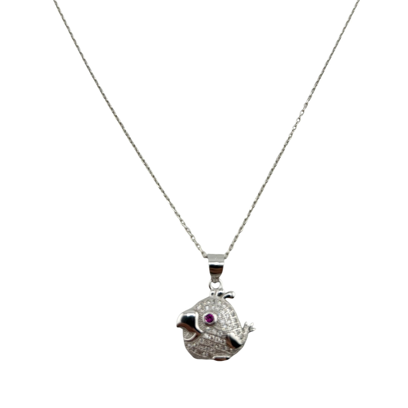 Sterling Silver CZ Bird Womens Necklace