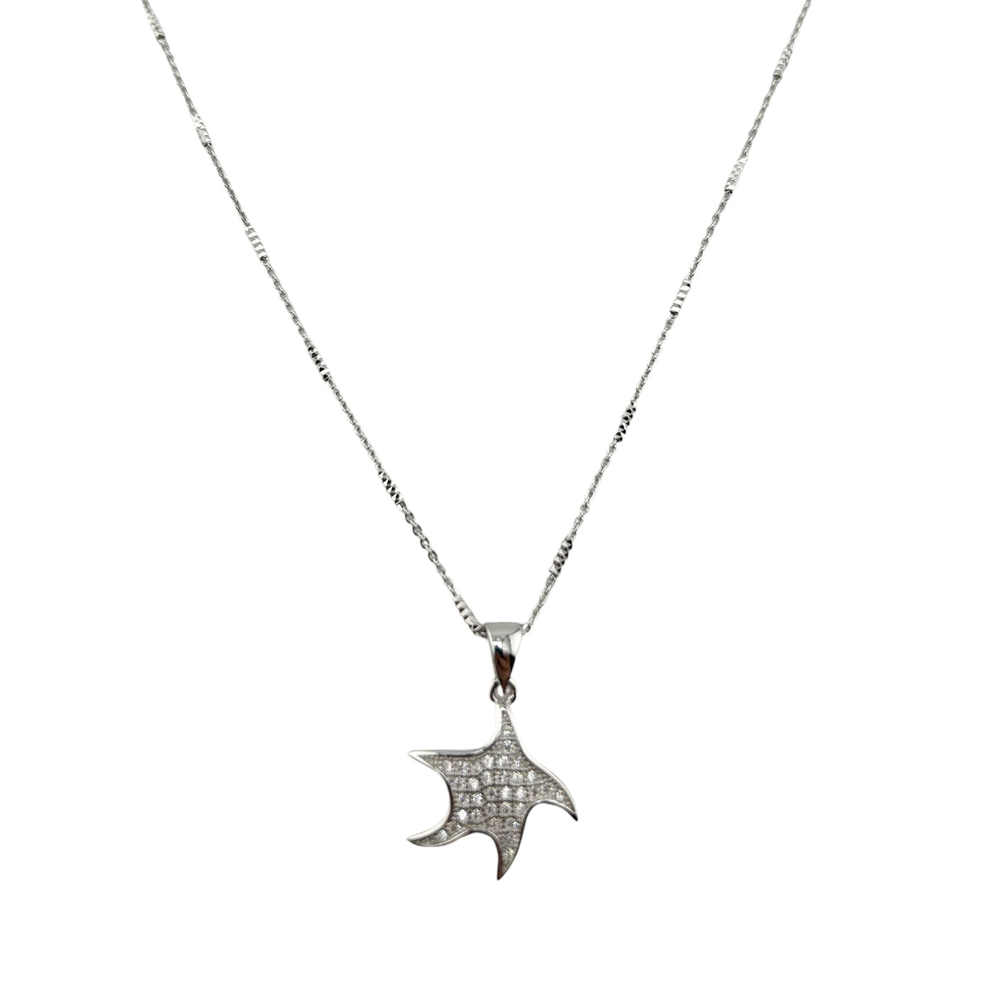 Sterling Silver CZ Starfish Womens Necklace