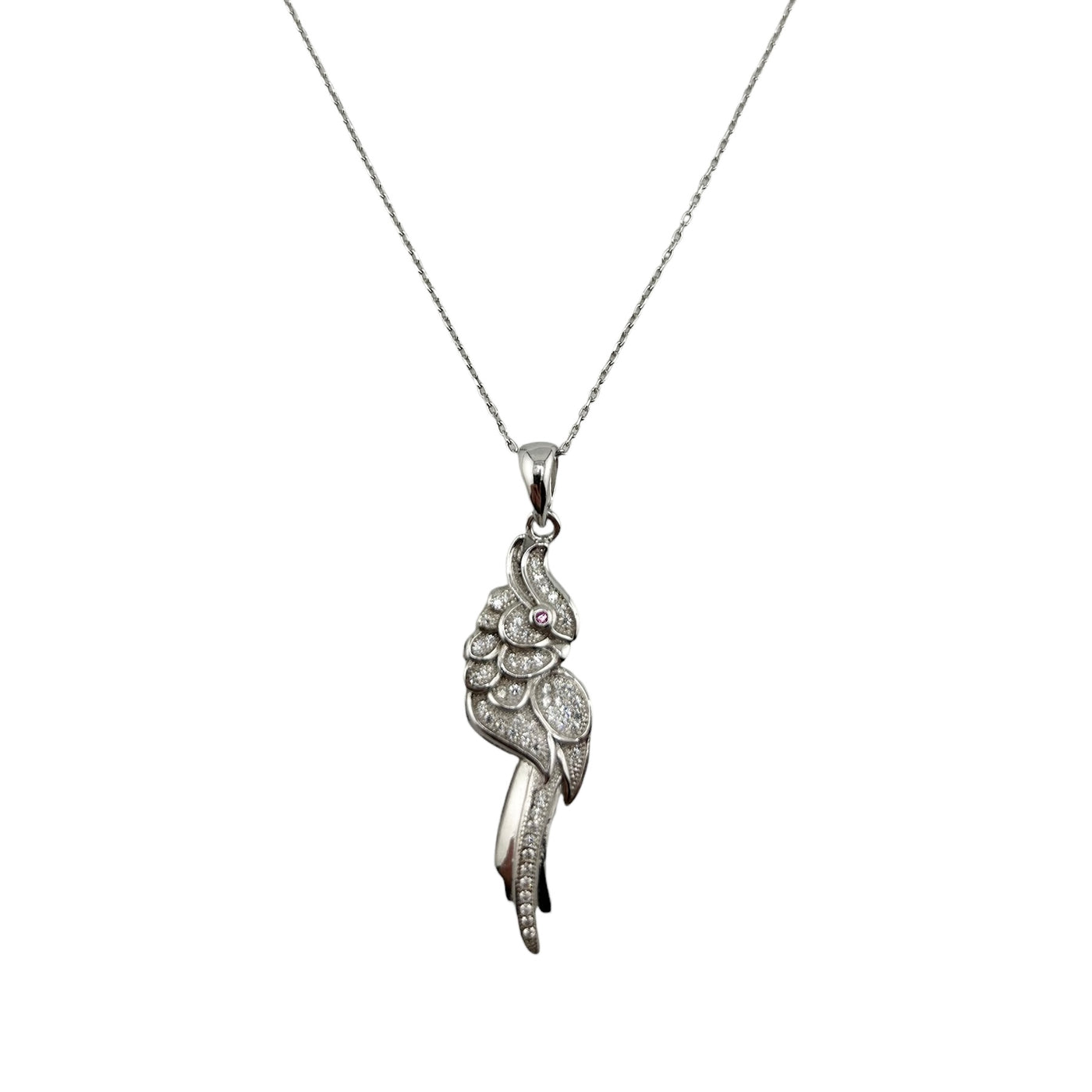 Sterling Silver CZ Parrot Womens Necklace