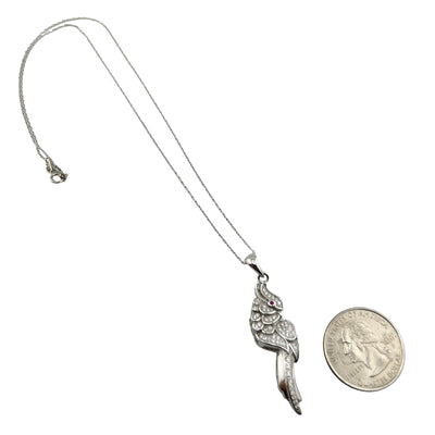 Sterling Silver CZ Parrot Womens Necklace