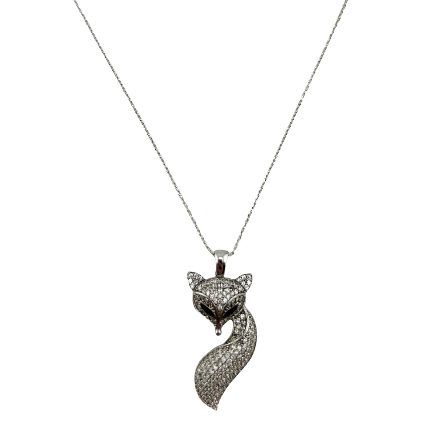 Sterling Silver CZ Fox Womens Necklace