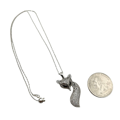 Sterling Silver CZ Fox Womens Necklace