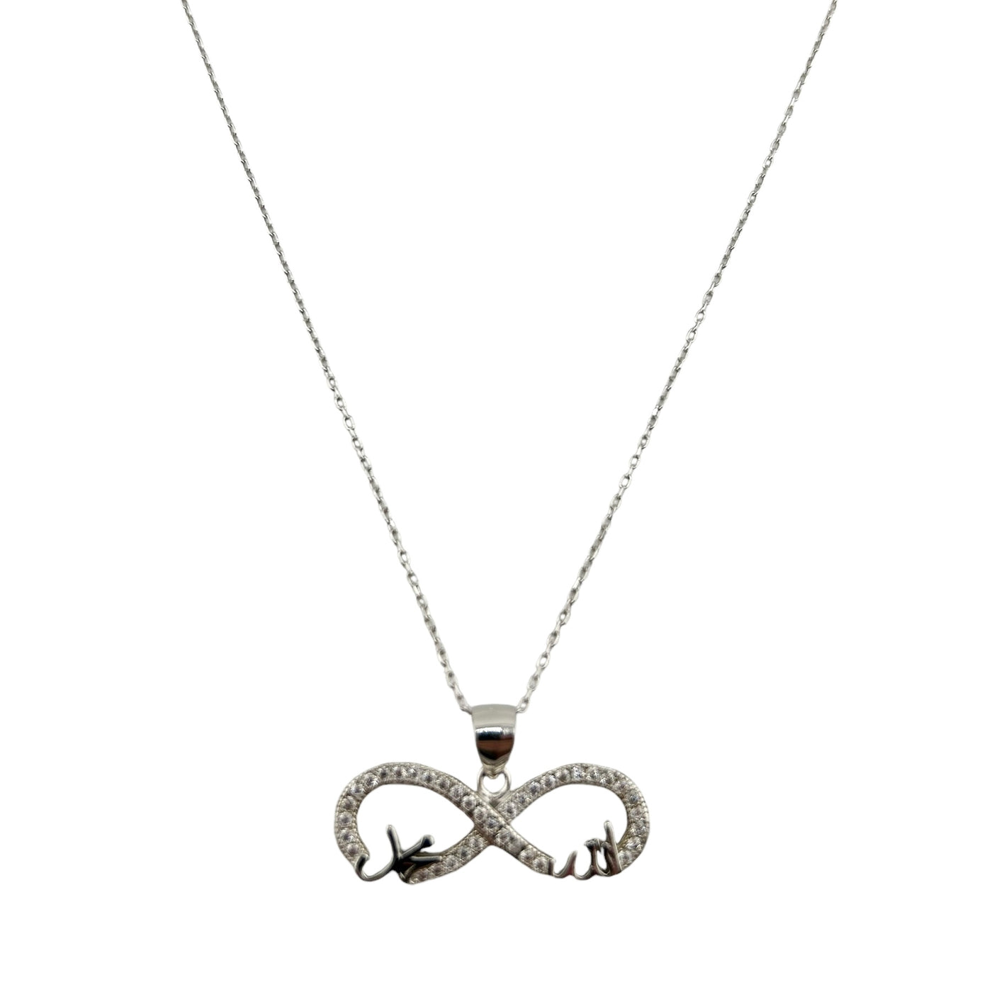 Sterling Silver CZ Infinity Womens Necklace