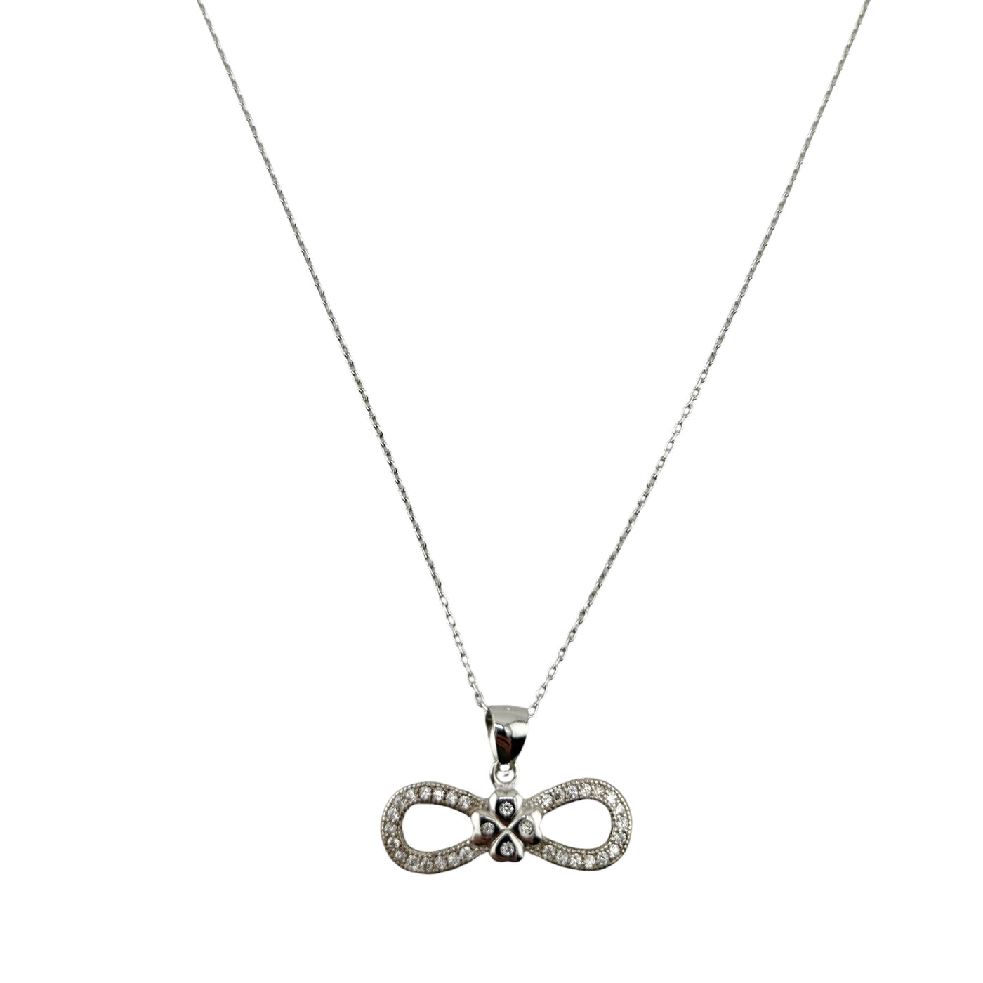 Sterling Silver CZ Infinity Womens Necklace