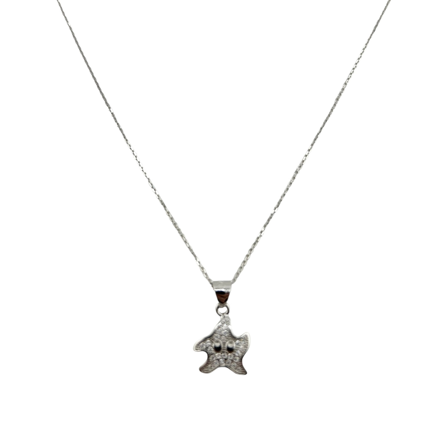 Sterling Silver CZ Starfish Womens Necklace