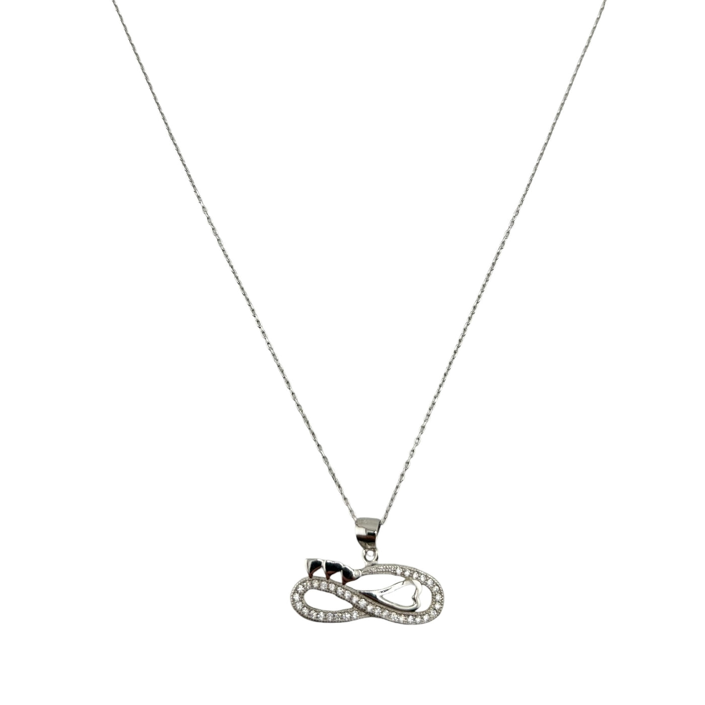 Sterling Silver CZ Infinity Womens Necklace