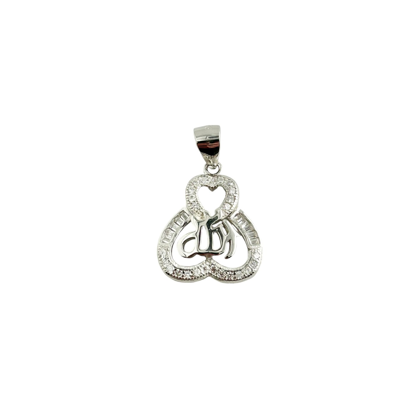 Sterling Silver CZ Allah Pendant Necklace