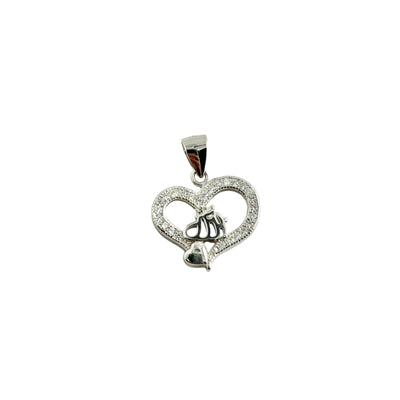 Sterling Silver CZ Allah Heart Pendant Necklace