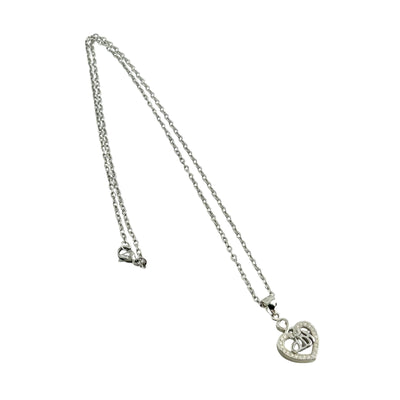 Sterling Silver CZ Allah Heart Pendant Necklace