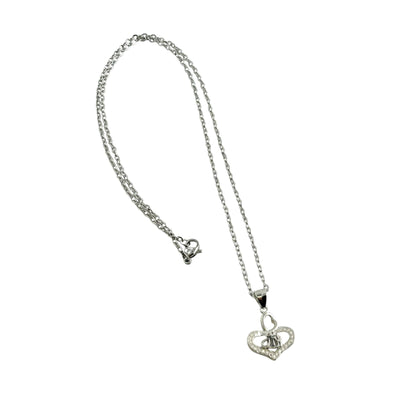 Sterling Silver CZ Allah Heart Pendant Necklace