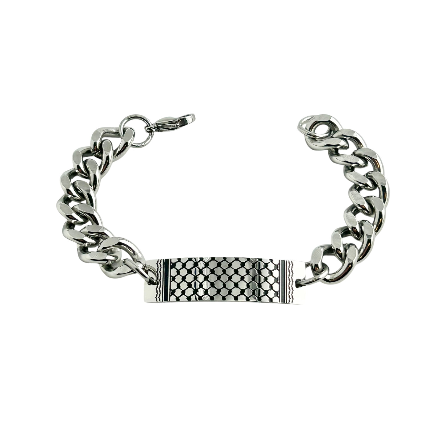 Palestine Kufiya Stainless Steel ID Bracelet