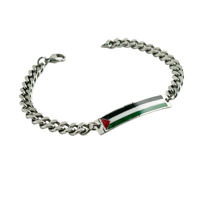 Palestine Flag Stainless Steel ID Bracelet