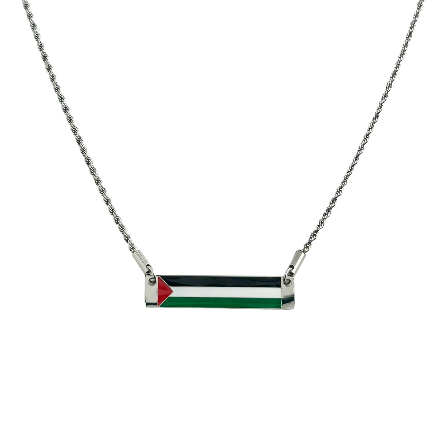 Palestine Flag Stainless Steel Bar Necklace